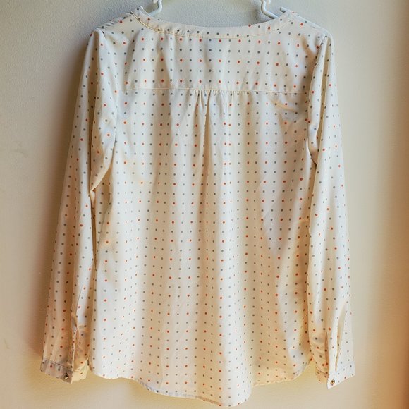 Merona Beige Polka Dot Blouse Size Medium - Picture 12 of 14